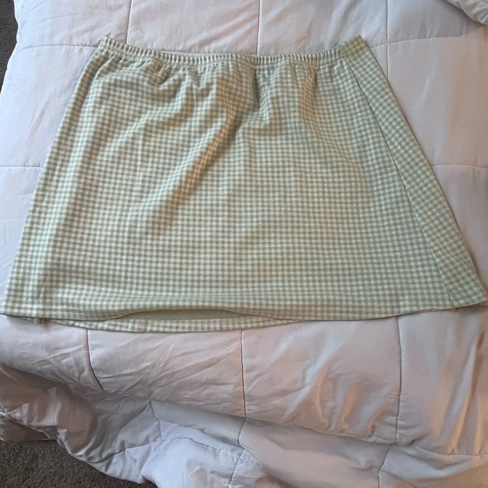 Cider White and Green A-Line Mini Skirt